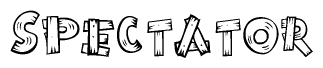 The clipart image shows the name Spectator stylized to look like it is constructed out of separate wooden planks or boards, with each letter having wood grain and plank-like details.