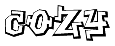 The image is a stylized representation of the letters Cozy designed to mimic the look of graffiti text. The letters are bold and have a three-dimensional appearance, with emphasis on angles and shadowing effects.