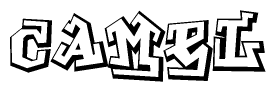 The clipart image features a stylized text in a graffiti font that reads Camel.