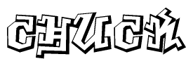 The image is a stylized representation of the letters Chuck designed to mimic the look of graffiti text. The letters are bold and have a three-dimensional appearance, with emphasis on angles and shadowing effects.