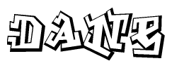 The clipart image depicts the word Dane in a style reminiscent of graffiti. The letters are drawn in a bold, block-like script with sharp angles and a three-dimensional appearance.