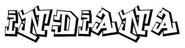 The clipart image features a stylized text in a graffiti font that reads Indiana.