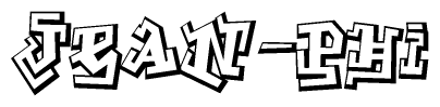 The clipart image depicts the word Jean-phi in a style reminiscent of graffiti. The letters are drawn in a bold, block-like script with sharp angles and a three-dimensional appearance.