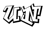 The clipart image depicts the word Un in a style reminiscent of graffiti. The letters are drawn in a bold, block-like script with sharp angles and a three-dimensional appearance.