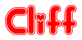 The image displays the word Cliff written in a stylized red font with hearts inside the letters.