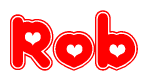 The image displays the word Rob written in a stylized red font with hearts inside the letters.