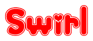 The image displays the word Swirl written in a stylized red font with hearts inside the letters.