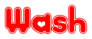 The image displays the word Wash written in a stylized red font with hearts inside the letters.