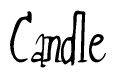 The image contains the word 'Candle' written in a cursive, stylized font.
