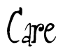 The image is of the word Care stylized in a cursive script.