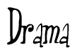 The image is of the word Drama stylized in a cursive script.
