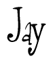 The image is a stylized text or script that reads 'Jay' in a cursive or calligraphic font.