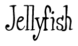 The image is of the word Jellyfish stylized in a cursive script.
