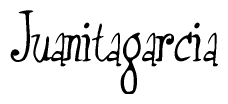 The image contains the word 'Juanitagarcia' written in a cursive, stylized font.