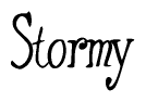 The image is a stylized text or script that reads 'Stormy' in a cursive or calligraphic font.