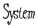 The image is of the word System stylized in a cursive script.