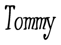 The image contains the word 'Tommy' written in a cursive, stylized font.