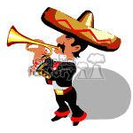 Mexican singer playing the trumpet.