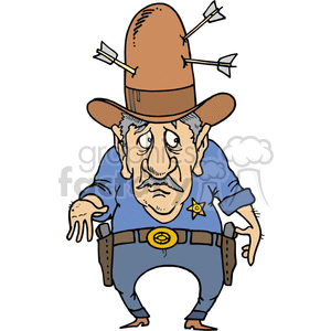 cartoon sheriff with arrows stuck in his hat
