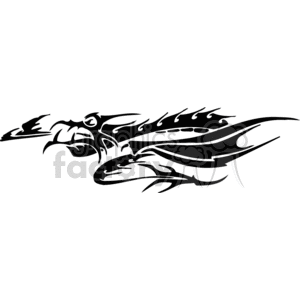The image shows a stylized black and white dragon design suitable for tattoos, vinyl cutting, or signage. The dragon appears to be in a dynamic and flowing posture with details such as scales, wings, and a fierce expression. It is a piece of vector art, optimized for use with vinyl cutters or for other graphic design purposes.