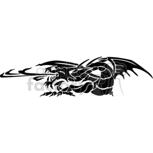 This is a black and white clipart image of a stylized dragon. The dragon is depicted in a tribal tattoo style, with bold lines and sharp angles that create an abstract yet recognizable representation of a dragon. The design appears to be optimized for vinyl cutting, making it suitable for vinyl signage or decals.