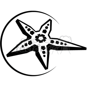 The clipart image features a stylized representation of a starfish with a geometric pattern, contained within a circular frame. It is designed in a simple black and white color scheme, suitable for vinyl cutting or similar applications.