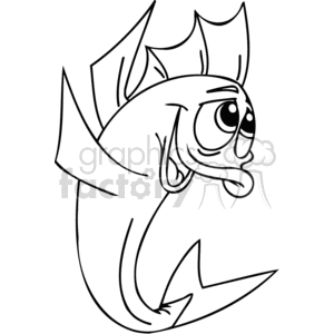 The clipart image shows a happy and expressive fish. The fish has large eyes, a wide smile, and a cartoonish appearance with fins and gills outlined for emphasis.