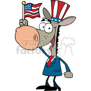 Patriotic Donkey Waving An American Flag 