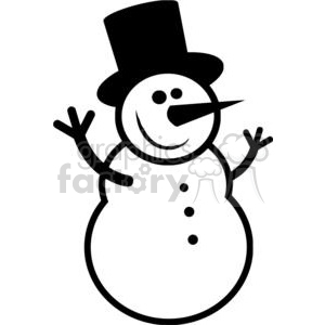 Black and White happy snowman