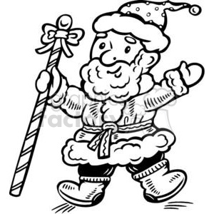 Santa holding a big candy cane stick