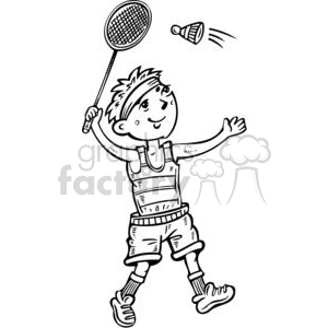 cartoon boy playing badminton