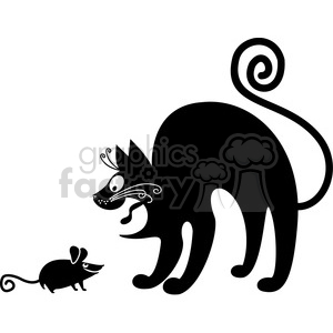 vector clip art illustration of black cat 076