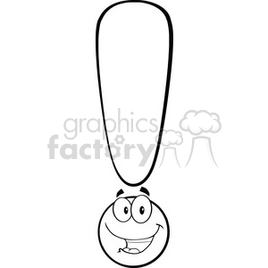 6277 Royalty Free Clip Art Happy Black and White Exclamation Mark Cartoon Character