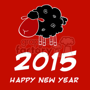 Clipart Illustration Happy New Year 2015 Design Card With Black Sheep