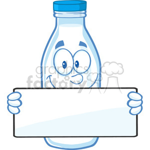 Clipart Illustration Funny Milk Bottle Cartoon Mascot Character Holding A Banner
