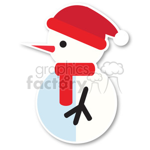snowman profile with santa hat icon vector art