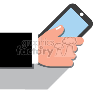 hand holding a cell phone flat design vector art no background
