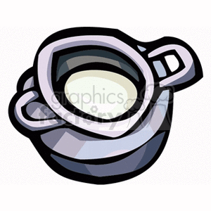 The image shows a cartoon-style illustration of a bucket filled with water. The bucket appears to be metallic and has a handle, suggesting it is a utility bucket commonly used for carrying water or other liquids.