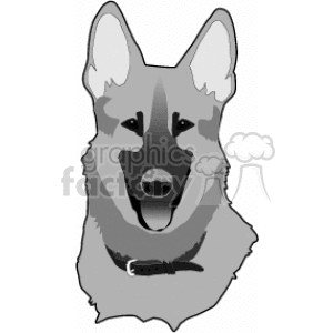 The clipart image features a stylized illustration of a German Shepherd dog's head and upper chest. The dog appears to have a content expression and is wearing a collar, which could suggest that it is a domestic pet or a working dog, such as a police K9.
