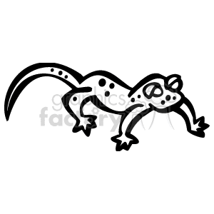 This image shows a cartoon lizard or gecko. It is a line drawing, and has 2 large eyes, with spots on its body