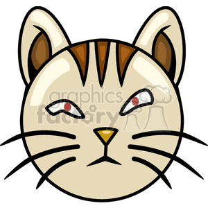 This is a simple clipart image of the head of a striped cat. The cat has a neutral expression, with visible whiskers, ears, and patterned fur.