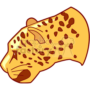 The clipart image features a stylized side profile of a big cat's head, which is most likely intended to represent a leopard or cheetah based on the spotted pattern on its coat. The image is simplified with bold lines and shapes, and uses a warm color palette.