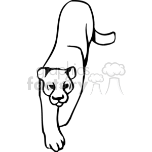 This is a clipart image of a large feline, specifically designed to resemble a mountain lion, also known as a cougar, puma, or Florida panther. It's a simple black and white line drawing that captures the essence of this type of wild cat.