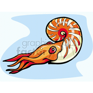 The image is a clipart illustration of an ammonite, which is an extinct marine mollusk characterized by a spiral shell with intricate patterns.