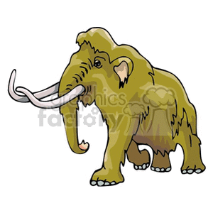 The image is a clipart illustration of a woolly mammoth, which is an extinct species related to elephants, known for its long curved tusks and shaggy hair. It does not depict any dinosaurs.