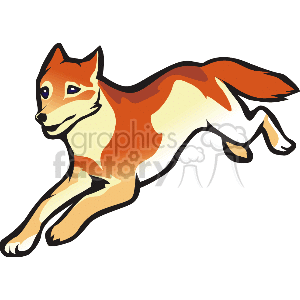 This image depicts a canine that could be a wolf, dog , or fox. It is ginger in color and has the appearance of running 
