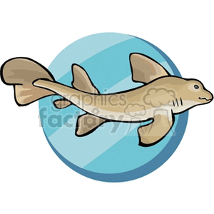 The clipart image contains a simple illustration of a fish against a light blue background with a circular frame.