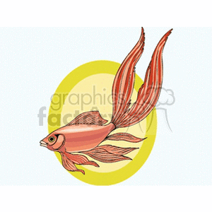 The image is a clipart illustration of a stylized fish with elongated fins, likely meant to represent an exotic or tropical species of fish. The fish is depicted with pinkish-red tones and appears to be swimming with its fins elegantly spread out.