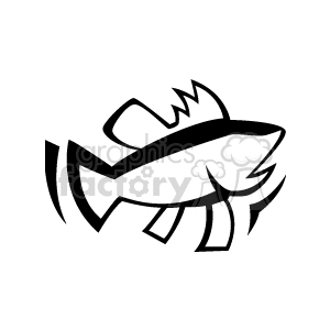 The clipart image features a stylized, black and white drawing of a fish. The fish has prominent features such as fins, tail, and a pointed face suggestive of being in motion or swimming.