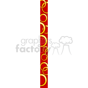 The clipart image shows a vertical decorative border with a repeating pattern. The background is red, and the border features stylized yellow swirls with orange and white highlights, and circular shapes that resemble loops or rings. The design is ornamental and could be used as a frame or a decorative element on various types of media or documents.
